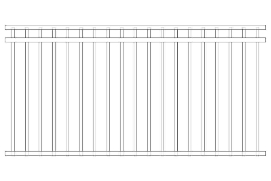Aluminium Double Top Rail Fence Panel 1200x2400mm Black